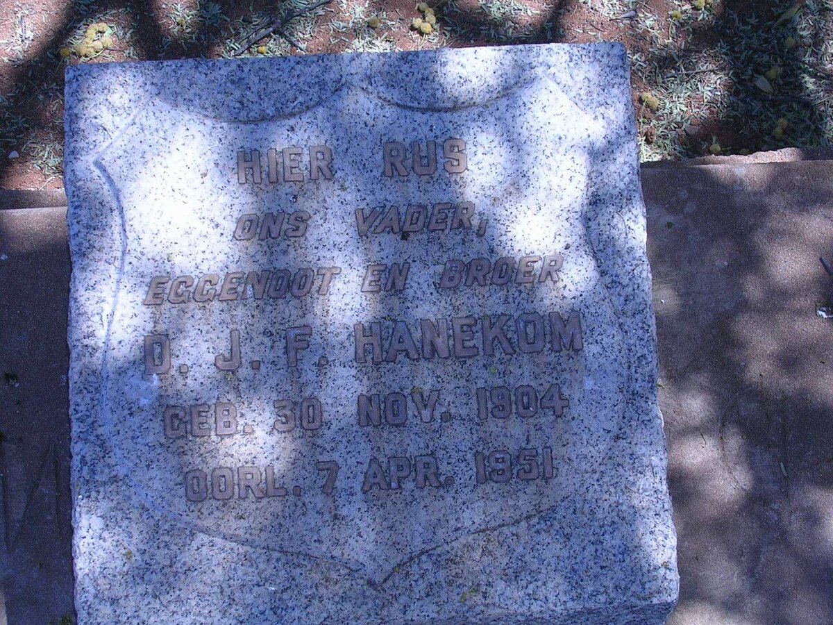 HANEKOM D.J.F. 1904-1951