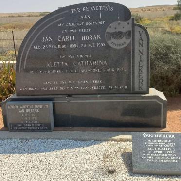 NIEKERK Jan Carel Horak, van 1880-1957 &amp; Aletta Catharina HENDRIKSE 1887-1971