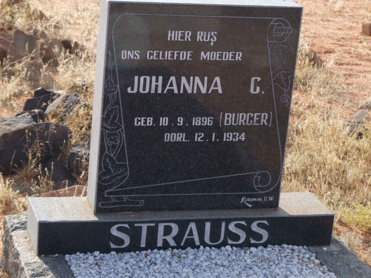 STRAUSS Johanna C. nee BURGER 1896-1934