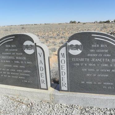 BURGER Christoffel 1905-1963 &amp; Elizabeth Jeanetta 1906-1990