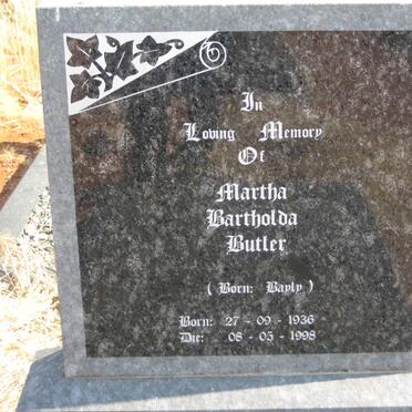 BUTLER Martha Bartholda nee BAYLY 1936-1998