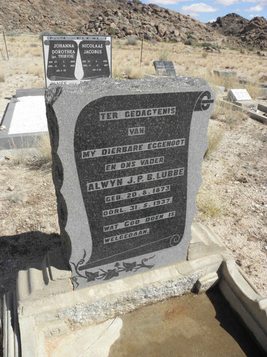 LUBBE Alwyn J.P.B. 1873-1937