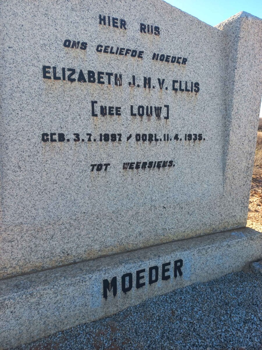 ELLIS Elizabeth E.M.V. nee LOUW 1897-1935