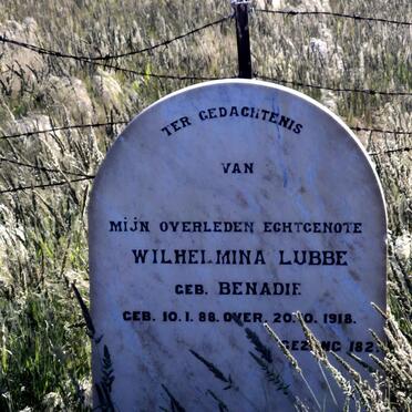 LUBBE Wilhelmina nee BENADE 1888-1918