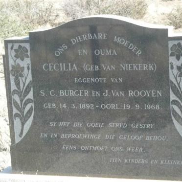 ROOYEN Cecilia, van  previously BURGER nee VAN NIEKERK 1892-1968