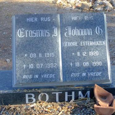 BOTHMA Erasmus J. 1915-1992 &amp; Johanna G. ESTERHUIZEN 1920-1990