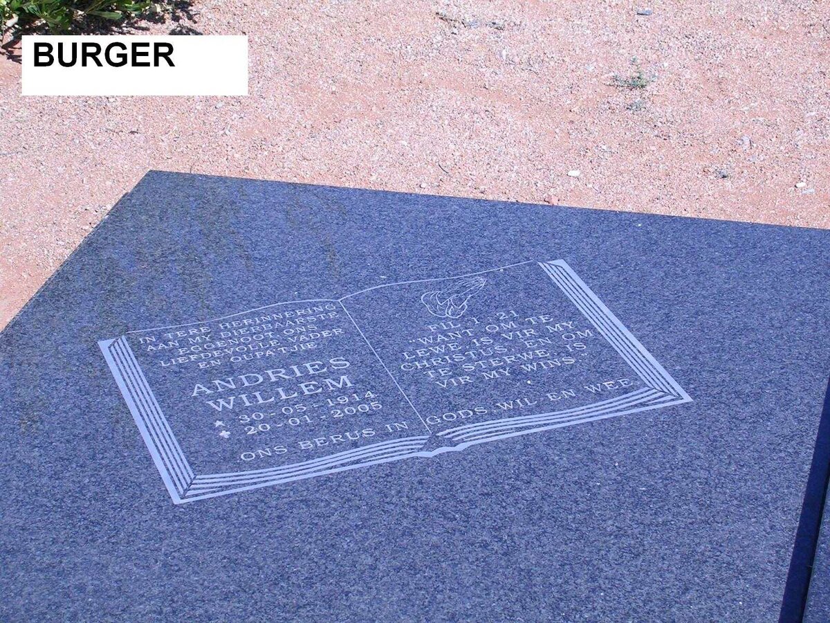 BURGER Andries Willem 1914-2005