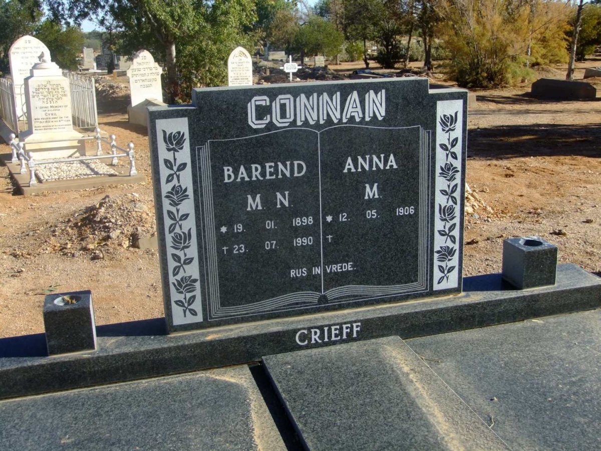 CONNAN Barend M.N. 1898-1990 &amp; Anna M. 1906-