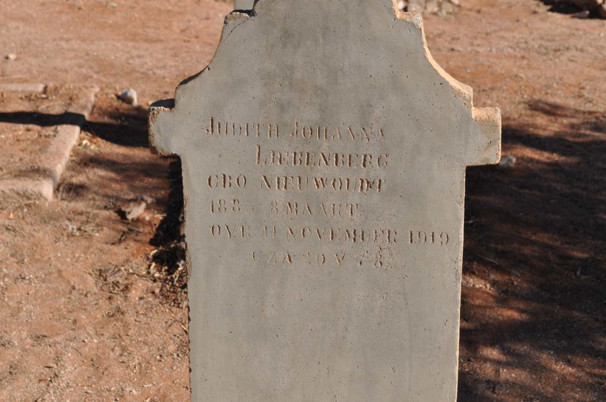LIEBENBERG Judith Johanna nee NIEUWOUDT 188?-1919