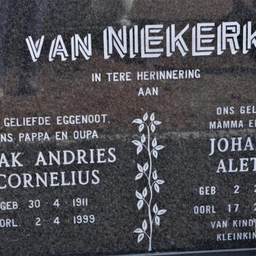 NIEKERK Izak Andries Cornelius, van 1911-1999 &amp; Johanna Aletta  1922-2017