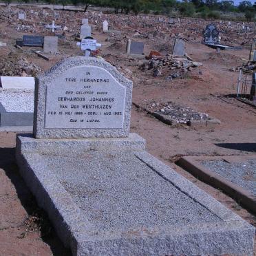 WESTHUIZEN Gerhardus Johannes, van der 1885-1953