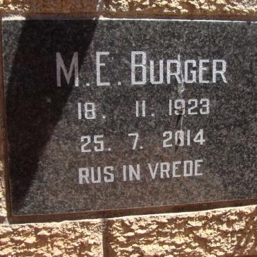 BURGER M.E. 1923-2014
