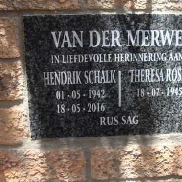 MERWE Hendrik Schalk, van der 1942-2016 &amp; Theresa Rose 1945-