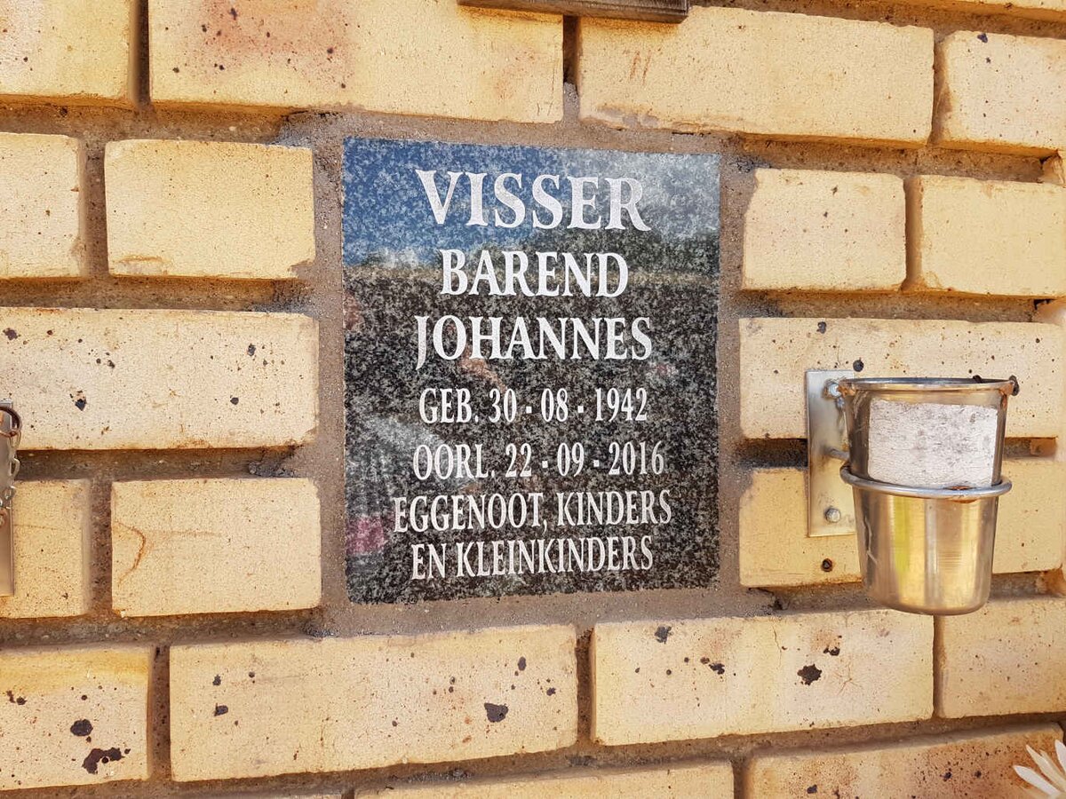 VISSER Barend Johannes 1942-2016