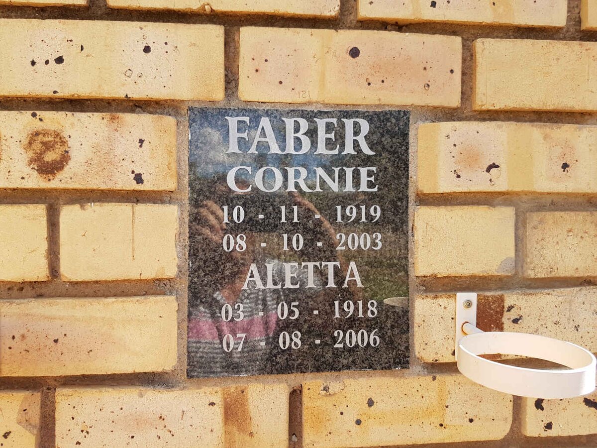 FABER Cornie 1919-2003 &amp; Aletta 1918-2006