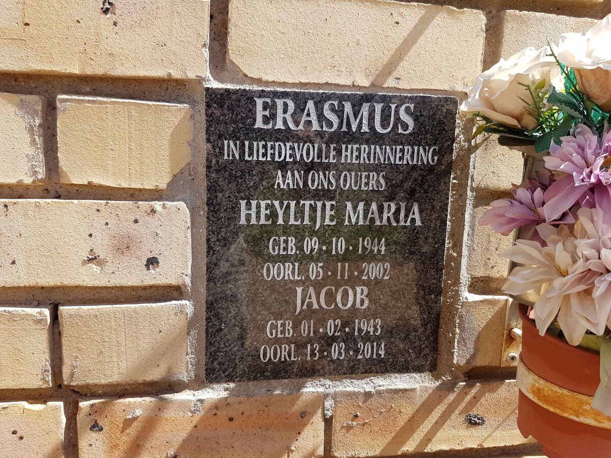 ERASMUS Jacob 1943-2014 &amp; Heyltje Maria 1944-2002