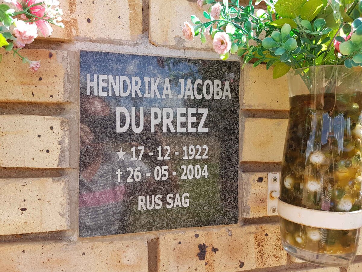 PREEZ Hendrika Jacoba, du 1922-2004