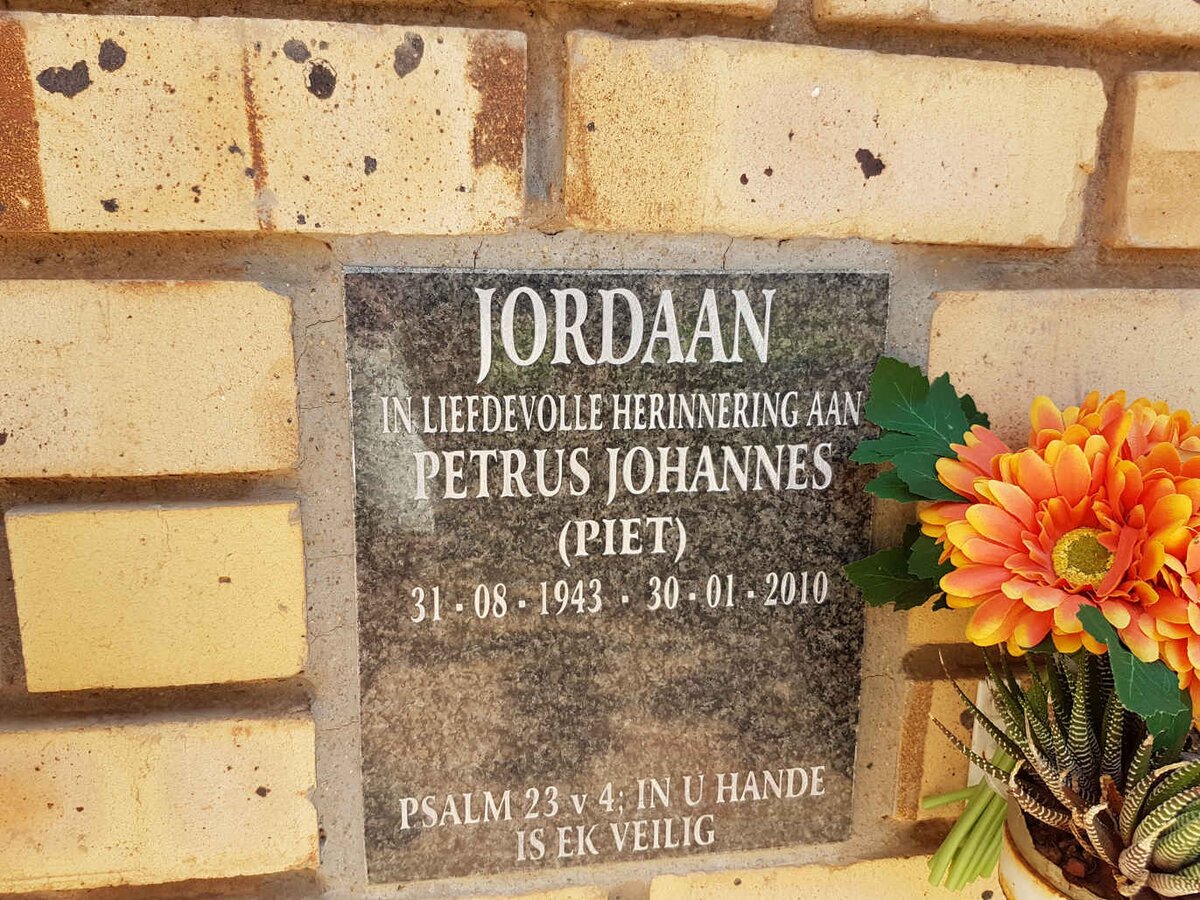 JORDAAN Petrus Johannes 1943-2010