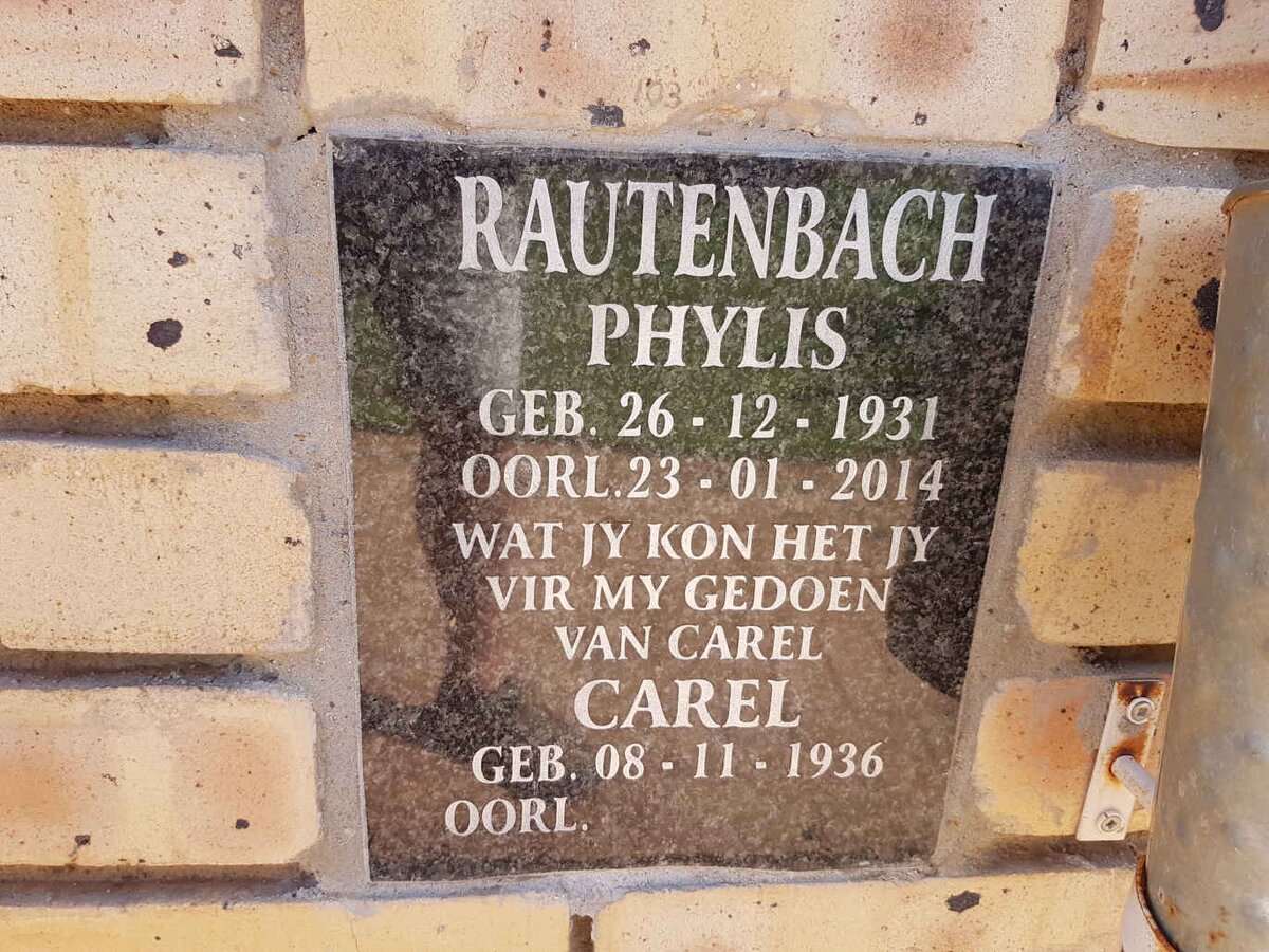 RAUTENBACH Carel 1936- &amp; Phylis 1931-2014