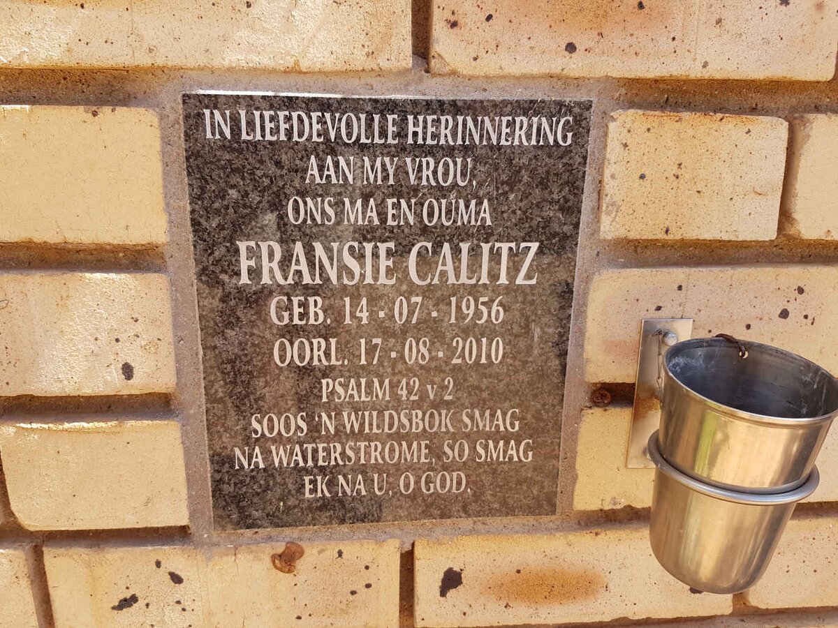 CALITZ Fransie 1956-2010