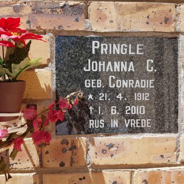 PRINGLE Johanna C. nee CONRADIE 1912-2010