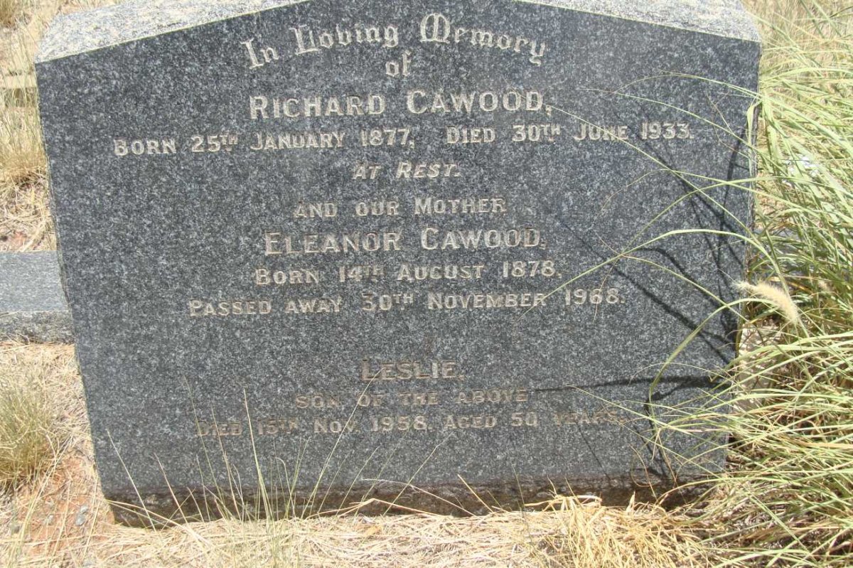 CAWOOD Richard 1877-1933 &amp; Eleanor 1878-1968 :: CAWOOD Leslie -1958