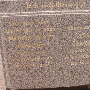 CAWOOD Cecil -1983 &amp; Mercia Violet -1957