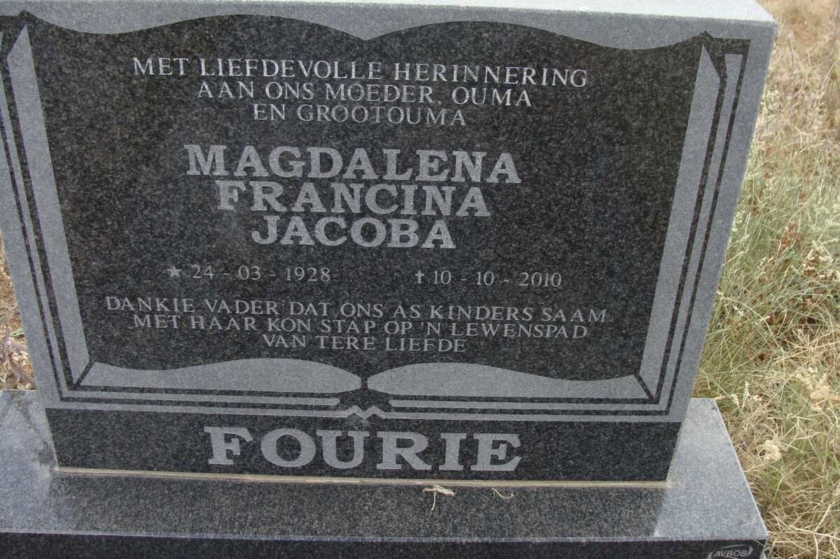 FOURIE Magdalena Francina Jacoba 1928-2010
