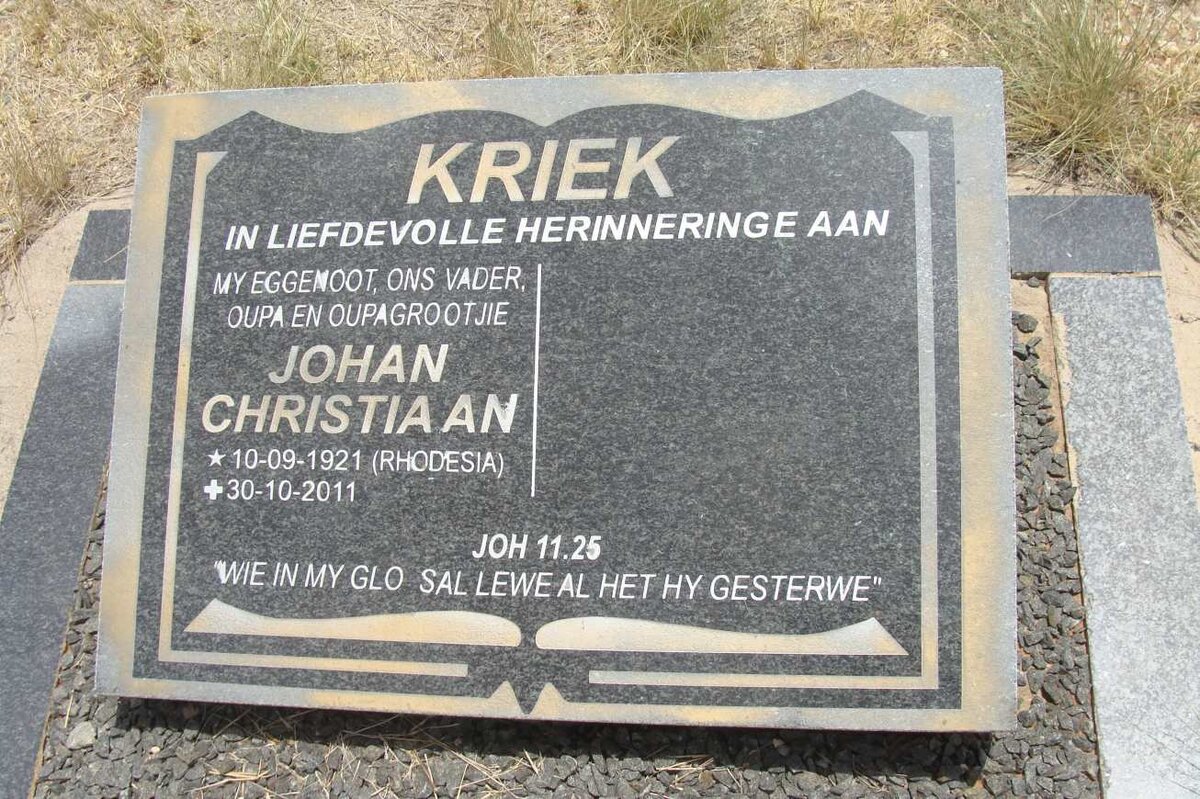KRIEK Johan Christiaan 1921-2011