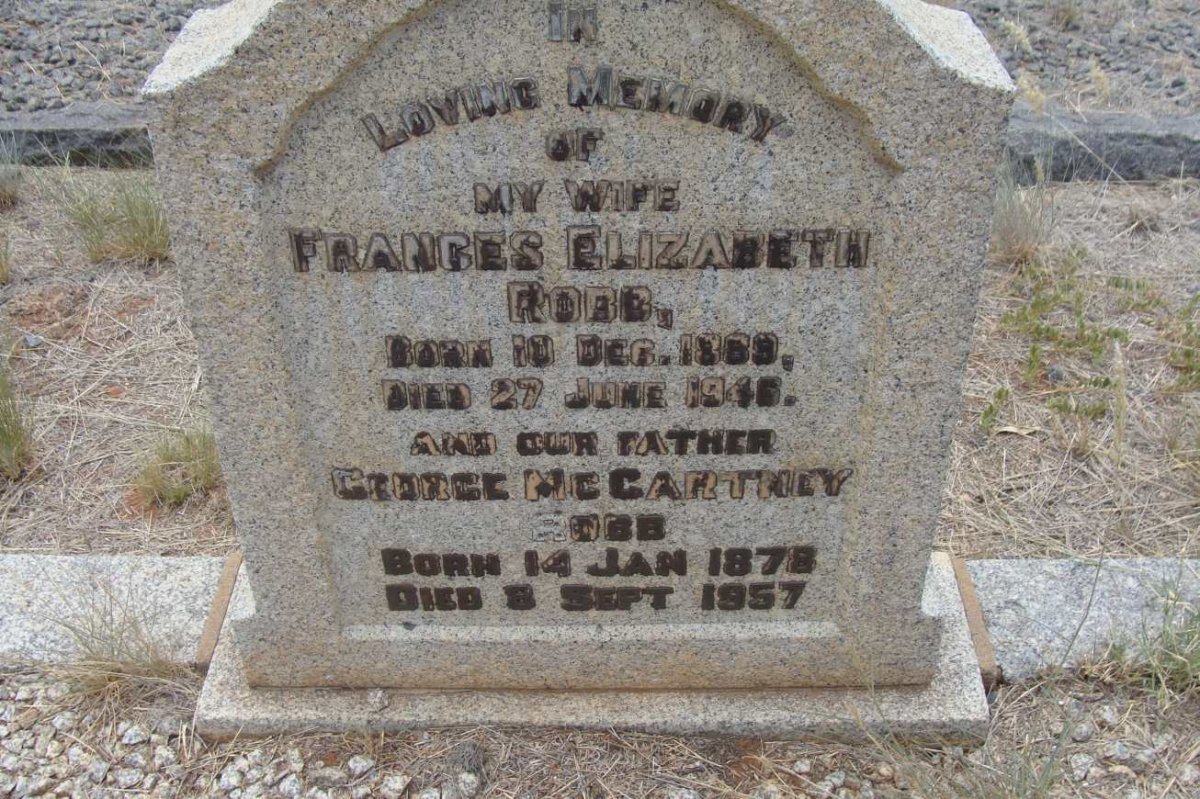 ROBB George McCartney 1878-1957 &amp; Frances Elizabeth 1889-1946