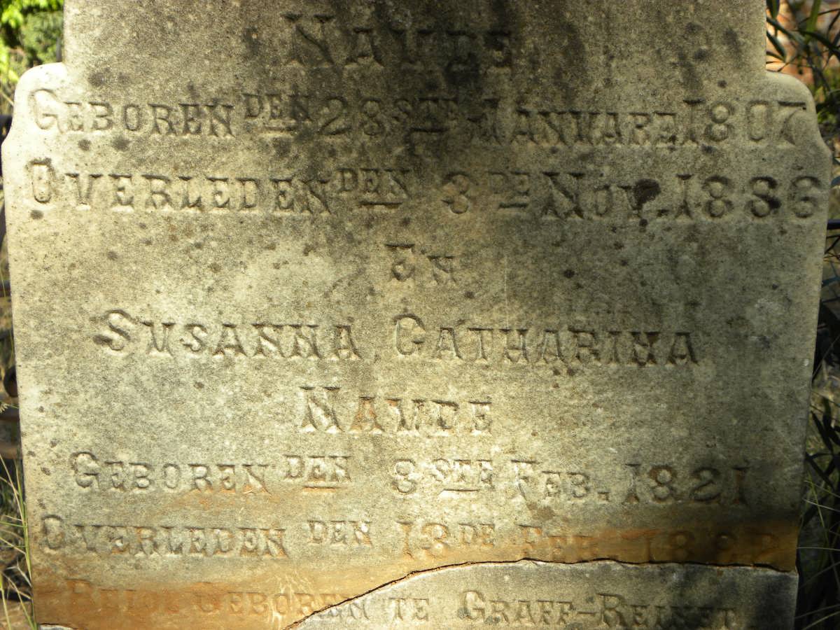 NAUDE Jacob Johannes 1807-1886 &amp; Susanna Catharina 1821-1882 :: NAUDE Francis Peter 1885-1886