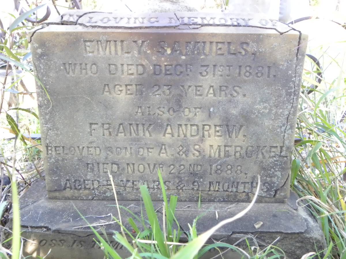 SAMUELS Emily -1881 :: MERKEL Frank Andrew -1888