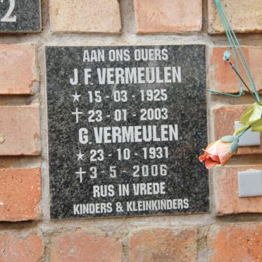 VERMEULEN J.F. 1925-2003 &amp; G. 1931-2006