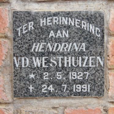 WESTHUIZEN Hendrina, v.d. 1927-1991