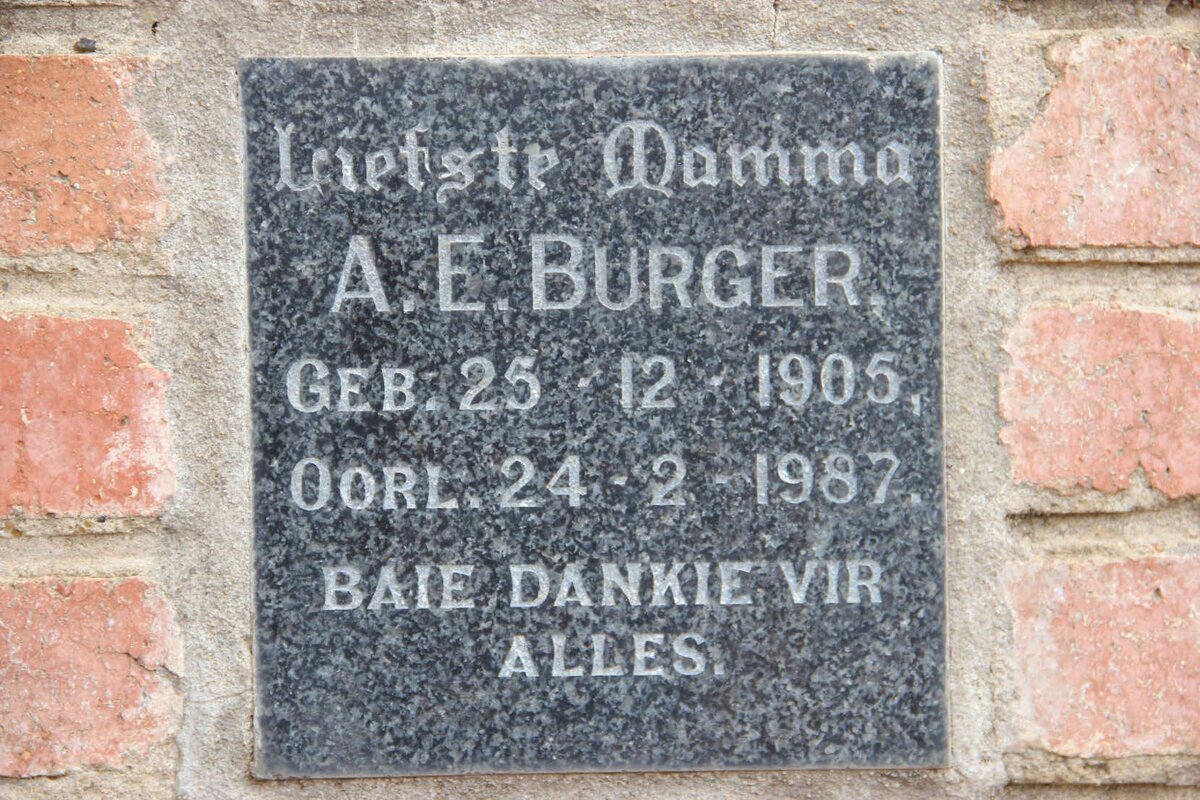 BURGER A.E. 1905-1987