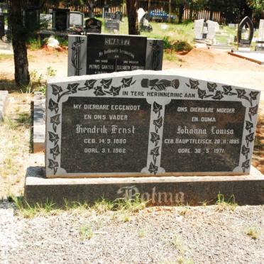 BOTMA Hendrik Ernst 1880-1962 &amp; Johanna Louisa HAUPTFLEISCH 1885-1971