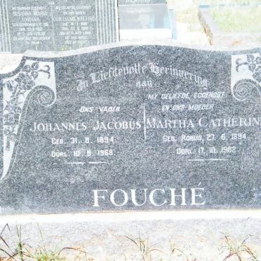 FOUCHE Johannes Jacobus 1894-1968 &amp; Martha Catharine ROBUS 1894-1962