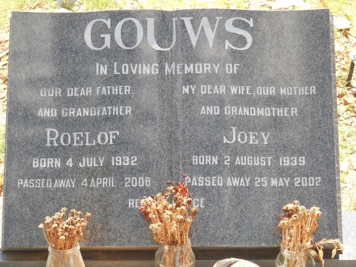 GOUWS Roelof 1932-2008 &amp; Joey 1939-2002
