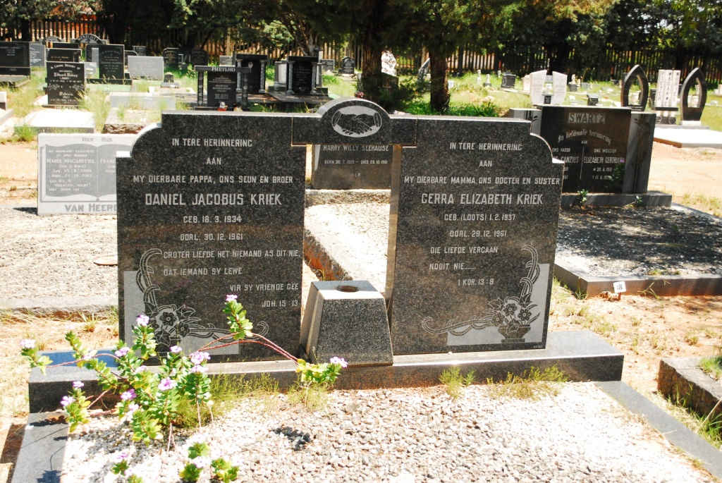 KRIEK Daniel Jacobus 1934-1961 &amp; Gerra Elizabeth LOOTS 1937-19??