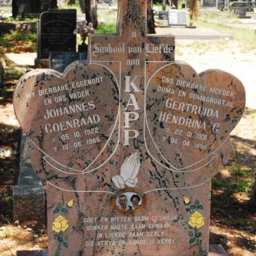 KAPP Johannes Coenraad 1922-1965 &amp; Gertruida Hendrina 1931-1996