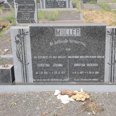 MULLER Christian Diederick 1927-2007 &amp; Christina Johanna 1931-1971