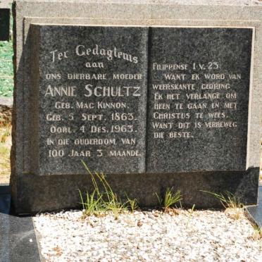 SCHULTZ Annie nee MAC KINNON 1863-1963