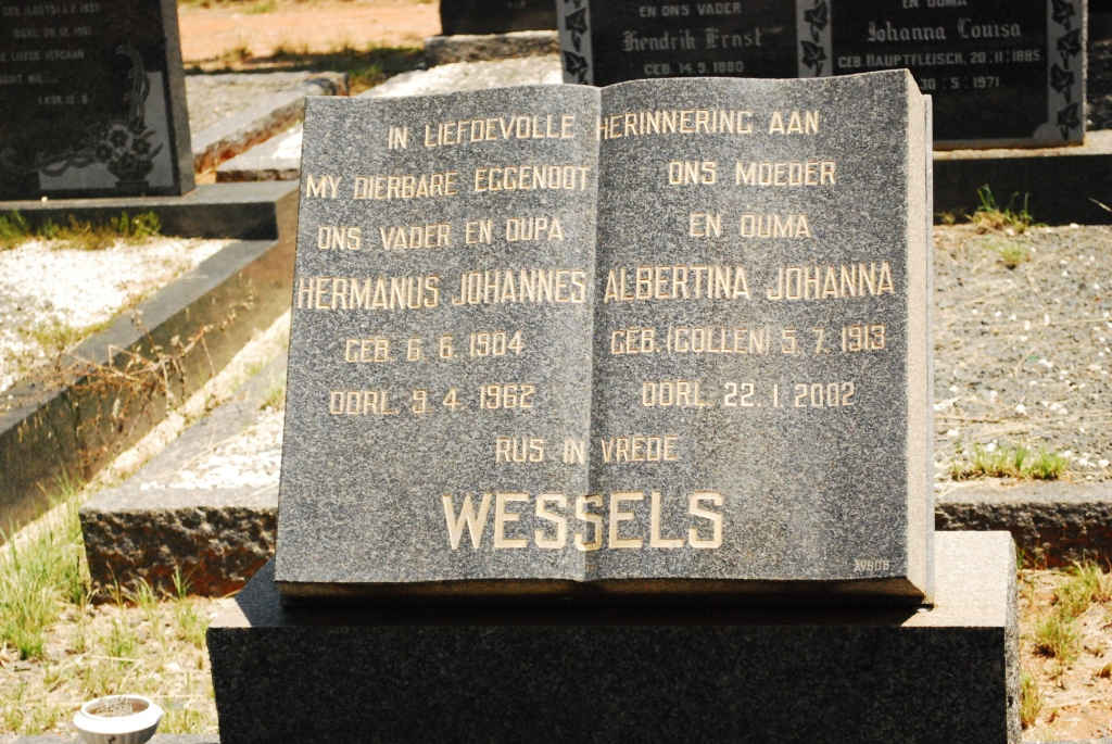 WESSELS Hermanus Johannes 1904-1962 &amp; Albertina Johanna COLLEN 1919-2002