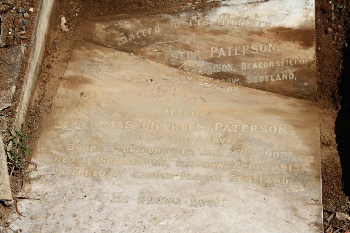 HUTCHISON Jean Lister nee PATERSON -1907 :: HUTCHISON Thomas Charles Paterson 1907-1913