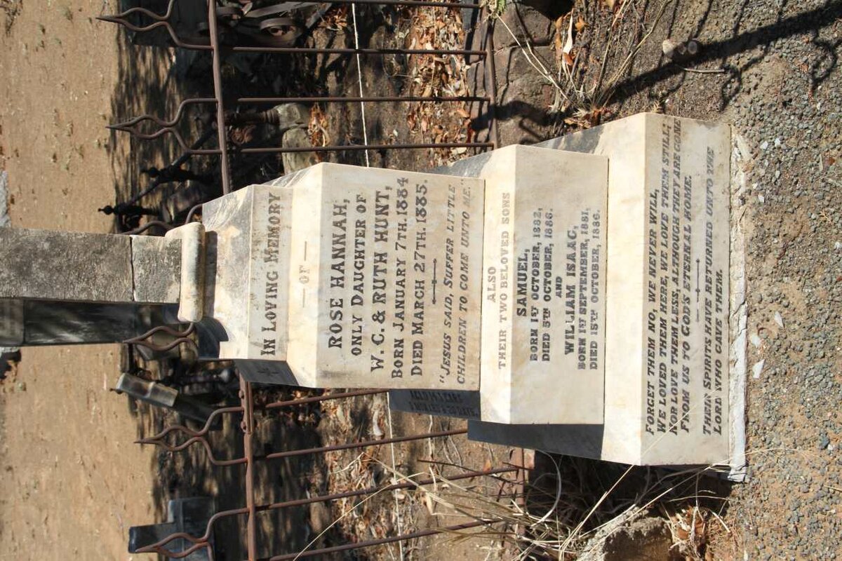 HUNT Rose Hannah 1884-1885 :: HUNT William Isaac 1881-1886 :: HUNT Samuel 1882-1886