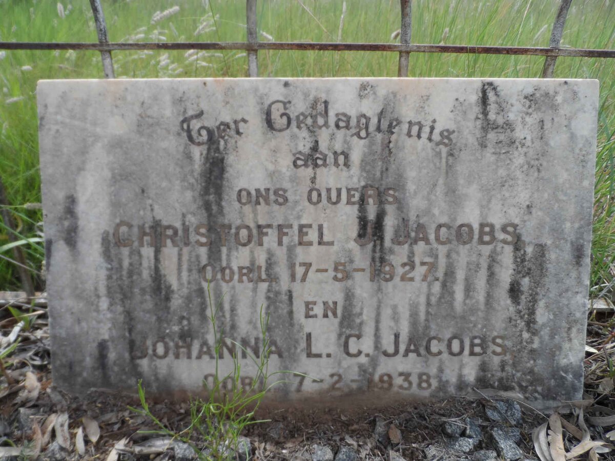 JACOBS Christoffel Johannes -1927 &amp; Johanna Louisa Catherina -1938