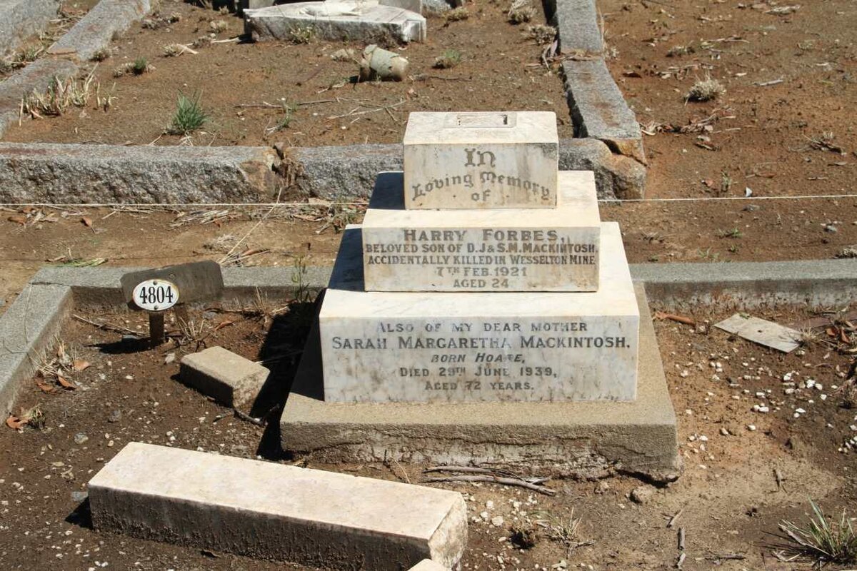 MACINTOSH Sarah Margaretha nee HOARE  -1939 :: MACINTOSH Harry Forbes -1921