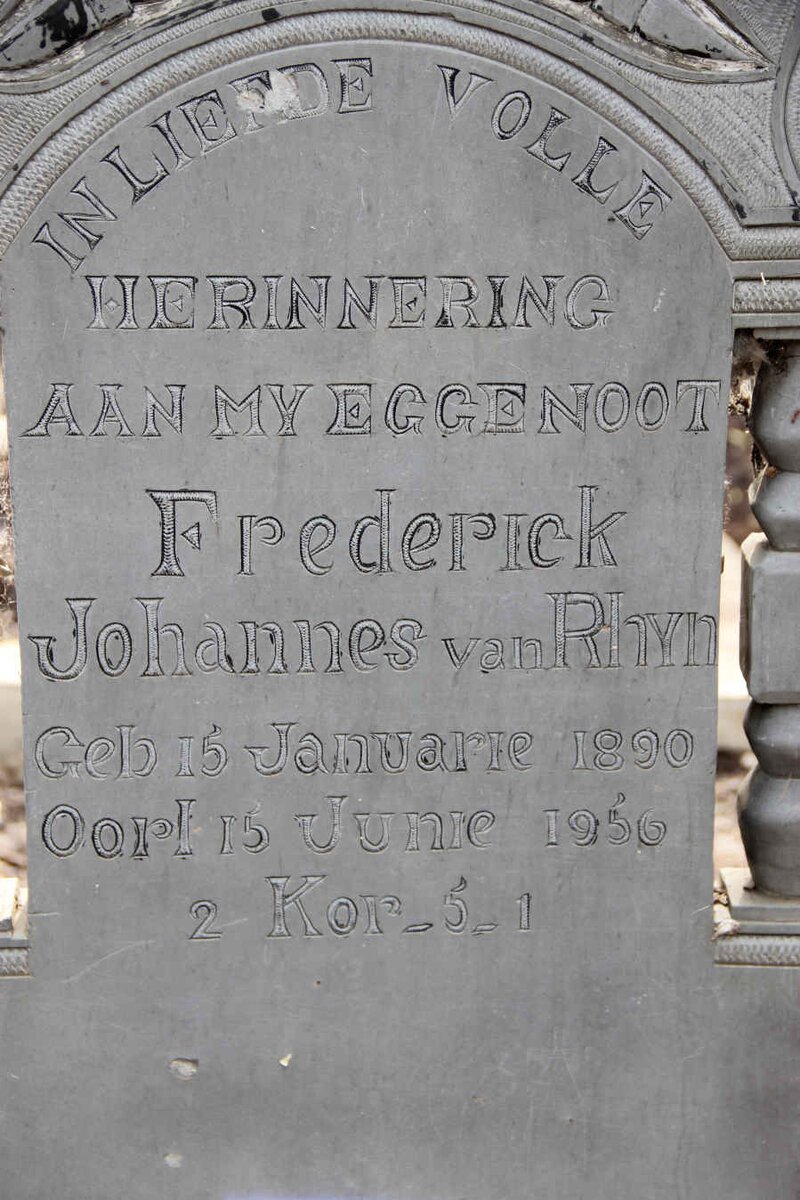 RHYN Frederick Johannes, van 1890-1956