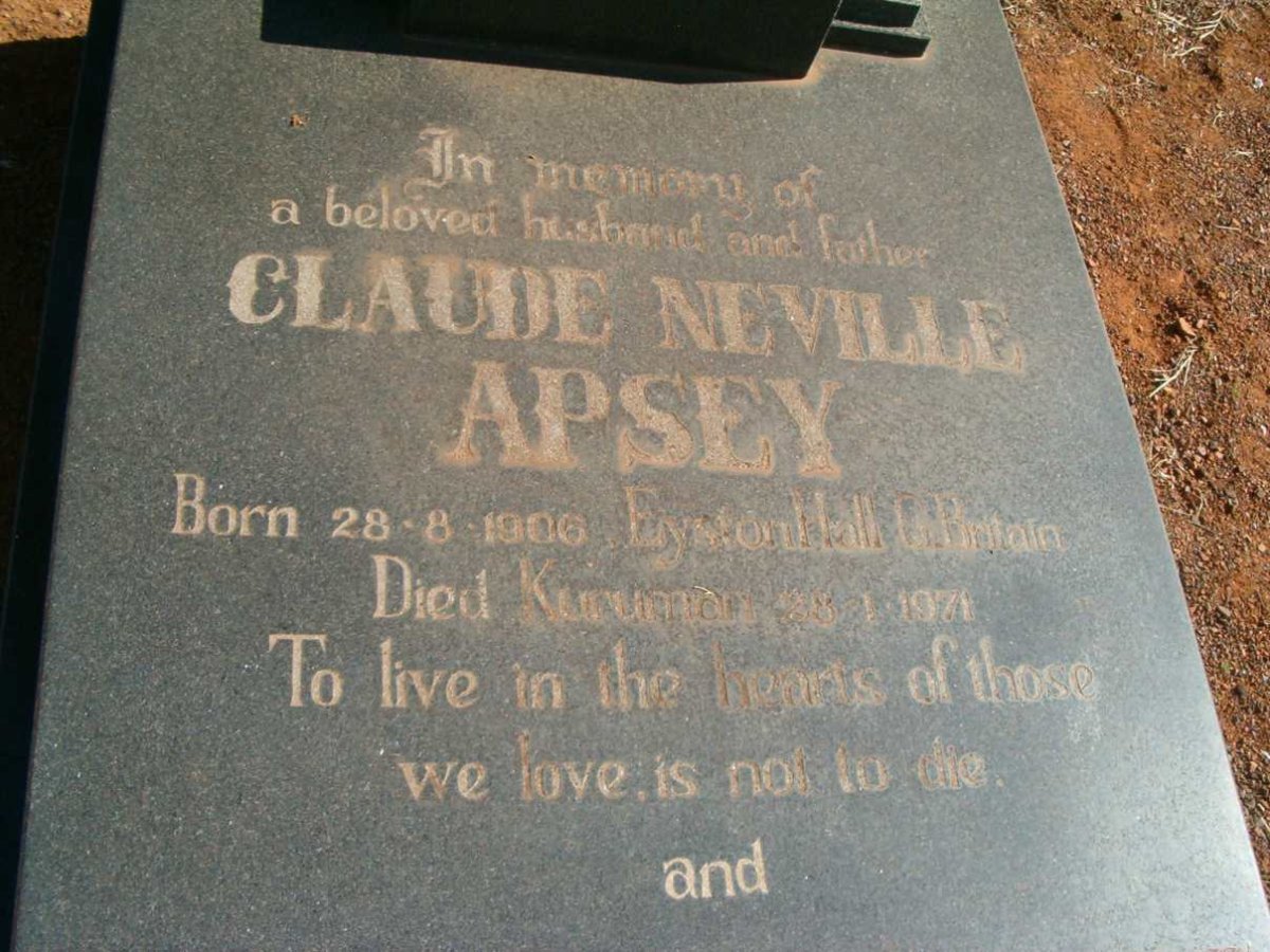 APSEY Claude Neville 1906-1971