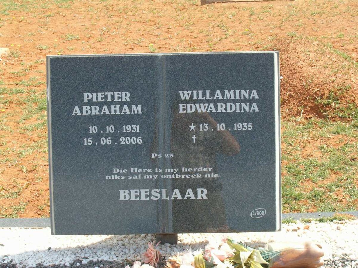 BEESLAAR Pieter Abraham 1931-2006 &amp; Willamina Edwardina 1935-